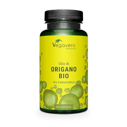 Offerta a tempo: Olio di ORIGANO BIO Vegavero® | con 70% di Carvacrolo e 2,5% Timolo | per Candidosi e Mughetto | 90 capsule | Vegan - 5% da 26.99 € a 25.64 €
