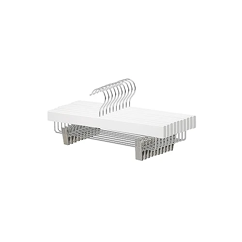 Offerta a tempo: Amazon Basics Appendiabiti in legno con clip, confezione da 10, 36 x 16 cm, bianco - 30% da 19.79 € a 13.85 €
