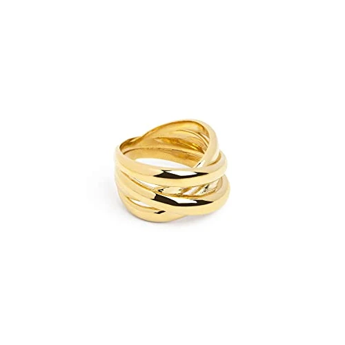 Limited-time offer: SINGULARU - Double Cross Ring- Brass Ring with 18 Kt Gold Plated Finish - Women's Jewellery - Made in Spain - Various Finishes and Sizes, 10, Brass, No Gemstone from 32.20 £ to 32.20 £ (save 0.00%)