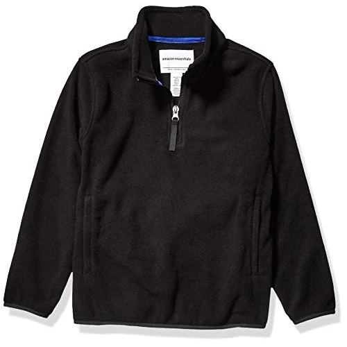 Amazon Essentials Chłopięca bluza polarowa z zamkiem błyskawicznym, czarna, S