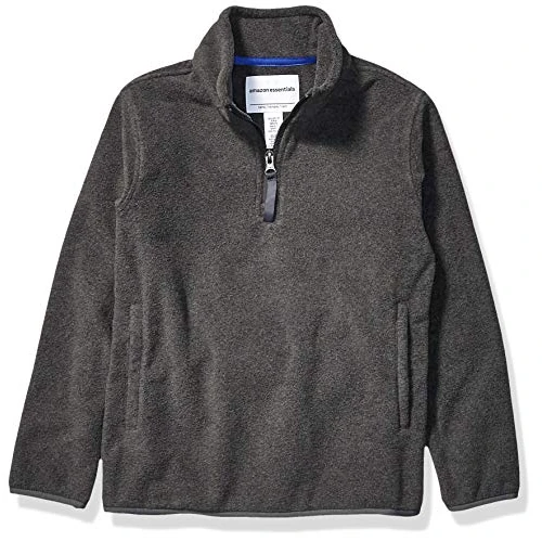 Amazon Essentials Boys' Polar Fleece Quarter-Zip Pullover Jacket, Charcoal Heather, 3 Years