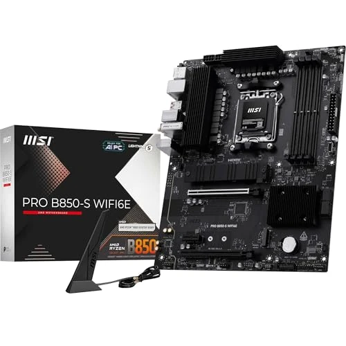 MSI PRO B850-S WIFI6E – Scheda Madre ATX compatibile con processori AMD Ryzen 9000/8000 / 7000 (AM5) – Supporto DDR5 Memory Boost fino a 8200+ MT/s (OC), PCIe 4.0 x16, slot M.2 Gen5, Wi-Fi 6E, LAN 2