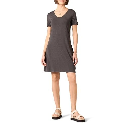 Oferta limitada: Amazon Essentials Vestido con Vuelo de Manga Corta con Cuello en Pico Mujer, Carbón Mezcla, XXL de 15.30 € a 15.30 € (ahorro 0.00%)