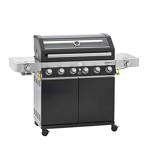 Offerta a tempo: RÖSLE barbecue a gas, stazione BBQ VIDERO G6-S, in nero, 30 mbar, barbecue con 6 bruciatori in acciaio inox, extra: primezone e bruciatore laterale, tavolini laterali richiudibili, VARIO+ - 35% da 1099.00 € a 716.19 €