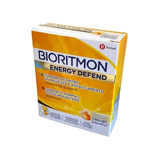 Dompé Bioritmon Energy Defend con Complesso Probiotici Synbalance Defenceplus, 14 Bustine