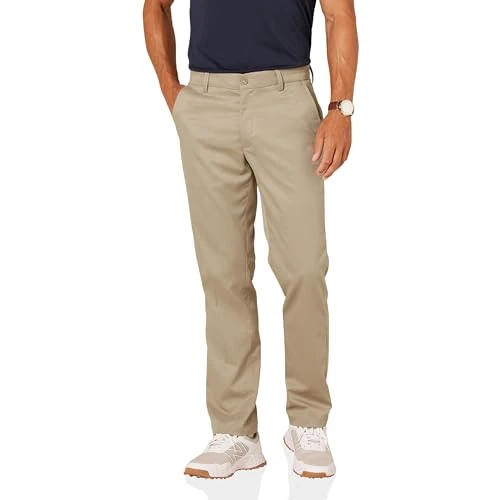 Offerta a tempo: Amazon Essentials Pantaloni Elasticizzati con Taglio Dritto Uomo, Marrone Kaki, 31W / 32L - 0.00% da 23.11 € a 23.11 €