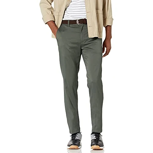 Amazon Essentials Pantaloni da Golf Elasticizzati Aderenti Uomo, Verde Oliva, 42W / 30L