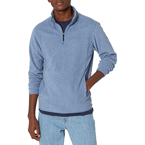 Oferta limitada: Amazon Essentials Chaqueta de Forro Polar con Cremallera de un Cuarto Hombre, Azul Mezcla, L de 31.26 EUR a 31.26 EUR (ahorro 0%)