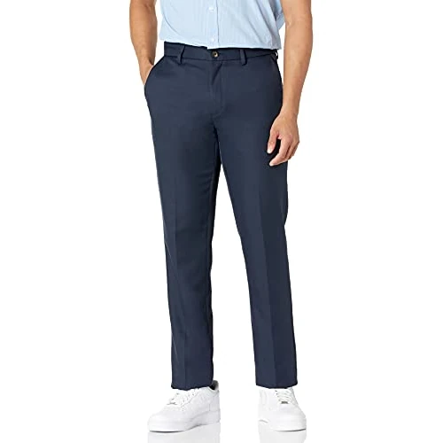 Offre limitée : Amazon Essentials Pantalon habillé à Devant Plat pour Hommes, Coupe ajustée, Bleu Marine, 76,2 x 71,1 cm (l x de 26.99 € à 26.99 € (0.00% de remise)