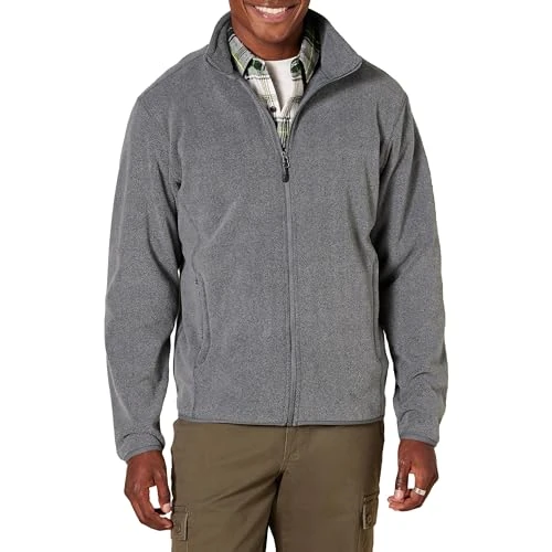 Amazon Essentials Men's Full-Zip Fleece Jacket (Available in Big & Tall), Charcoal Heather, M
