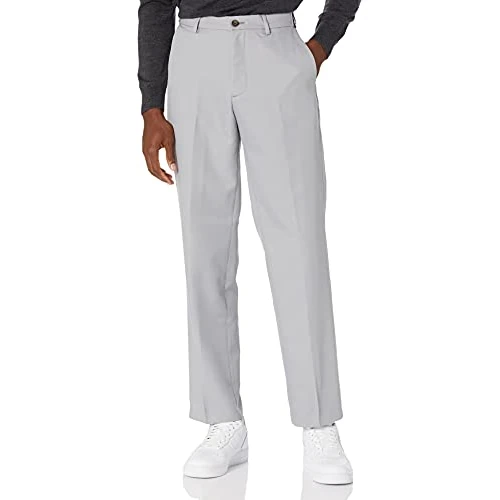 Offerta a tempo: Amazon Essentials Pantaloni Eleganti da Completo Vestibilità Classica con Vita Elasticizzata e Senza Pince Uomo, Grigio Chiaro, 36W / 31L - 0.00% da 25.12 € a 25.12 €