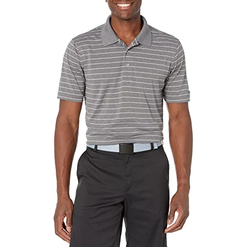 Offre limitée : Amazon Essentials Polo de Golf à Manches Courtes, Évacuation de l’Humidité et Séchage Rapide Homme, Gris Medio Mezcla Blanc Rayures, XXL de 14.90 € à 13.10 € (12% de remise)