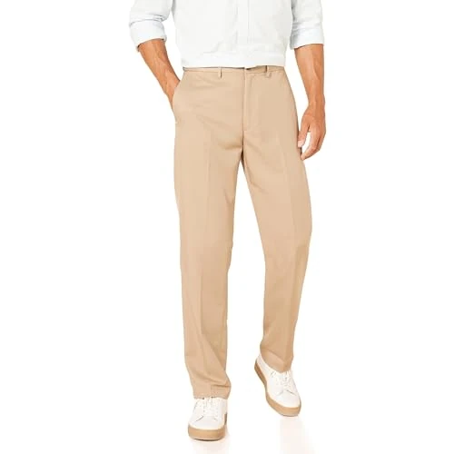 Offerta a tempo: Amazon Essentials Pantaloni Eleganti da Completo Vestibilità Classica con Vita Elasticizzata e Senza Pince Uomo, Marrone Kaki, 33W / 29L - 0.00% da 13.68 € a 13.68 €