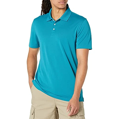 Amazon Essentials Men's Sneldrogend golfpoloshirt met slanke pasvorm, Blauwgroen Blauw, XL