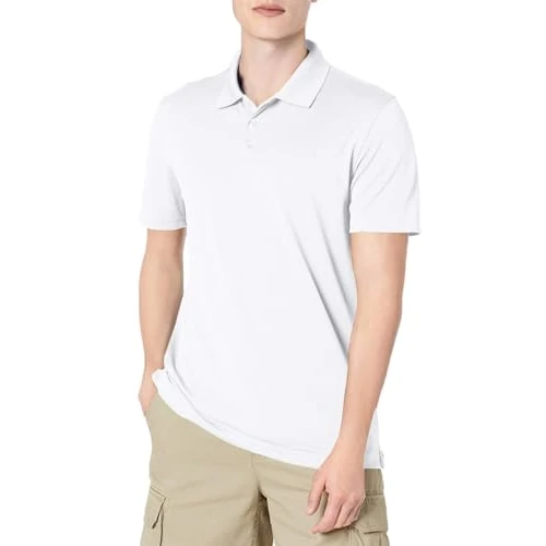 Amazon Essentials Polo da Golf, Maniche Corte, Slim Fit, Asciugatura Rapida Uomo, Bianco, XXL