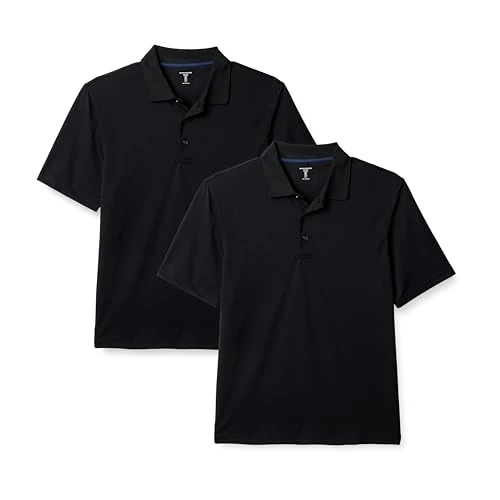 Amazon Essentials Men's Golf Polo Shirt, Quick Dry, Short Sleeve, Black, M