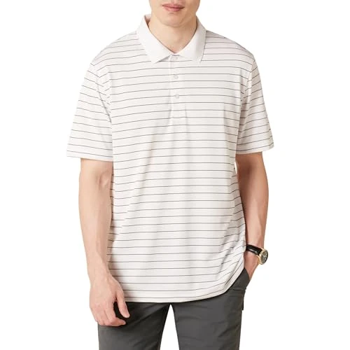 Oferta limitada: Amazon Essentials Polo de Golf, Secado Rápido Que Absorbe la Humedad, Manga Corta Hombre, Negro Blanco Thin Stripe, M de 21.00 € a 21.00 € (ahorro 0.00%)