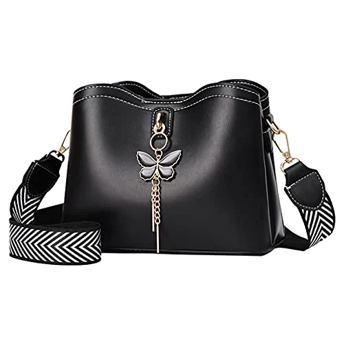NIYUTA® Damen handtaschen mode trend Bogenknoten Schultertaschen PU leder Shopper Umhängetaschen schwarz