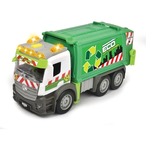 Dickie City Mercedes Actros Action Truck Camion Rifiuti 26 cm a Frizione, parti apribili, Luci & Suoni, + 3 anni, 203745014