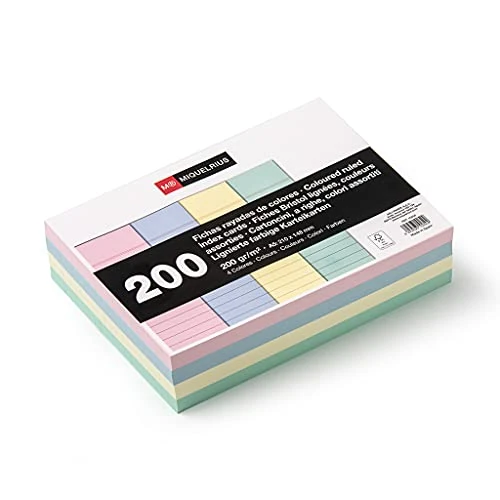 Limited offer: Miquelrius 200 Notecards - Horizontal Ruled A5 Size 148x210mm 200gsm Offset Card Paper Pastel from 16.34 EUR to 15.40 EUR (save 6%)