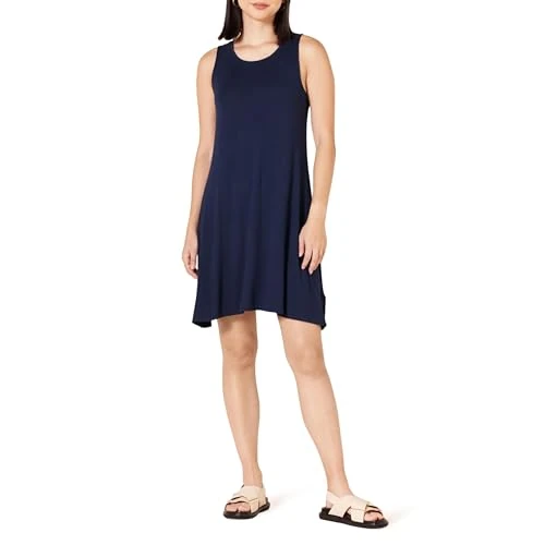 Amazon Essentials Robe débardeur cintrée (Disponible en Grande Taille) Femme, Bleu Marine, S