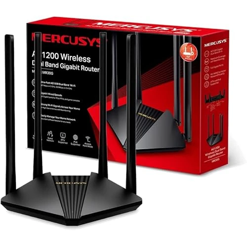 Mercusys MR30G routeur sans fil Gigabit Ethernet Bi-bande (2,4 GHz / 5 GHz) Noir