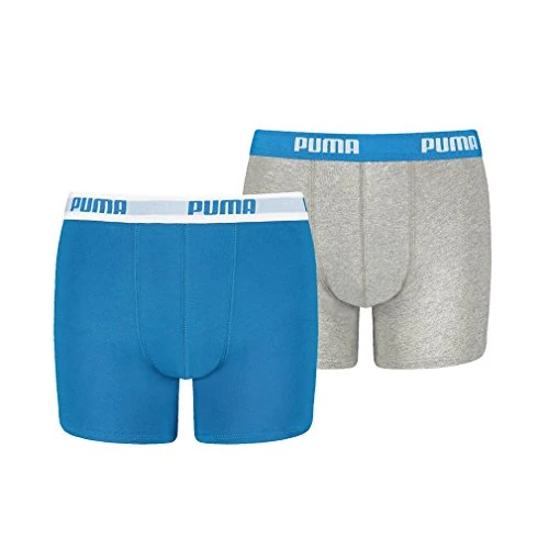 PUMA Everyday Basic Boxers 2P, Boxer, Niños, Azul/Gris, 134-140