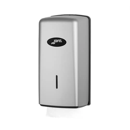 Limited-time offer: Jofel - Toilet Paper Dispenser, 400 Zig-Zag Wipes Type Z, V and W, Maximum Hygiene Only Touch the Toallia to Use, Paper Saving, Durable ABS Case, Value AH77300 Silver, Silver from 19.04 £ to 19.04 £ (save 0.0%)