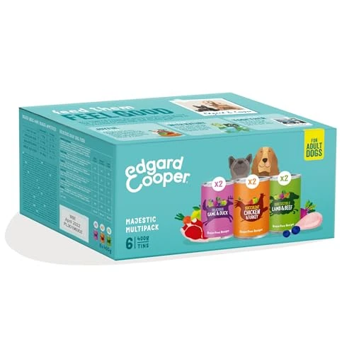 Tijdelijke aanbieding: Edgard & Cooper Natvoer voor volwassen honden, zonder granen, natuurlijk voer, multipack, 6 x 400 g, verse kip en kalkoen, volledige voeding, gezond en evenwichtig voor honden van elke grootte van 21.99 € naar 21.99 € (0.00% korting