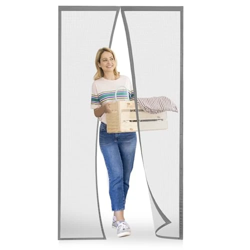 Offerta a tempo: Meet Beauty Zanzariera Magnetica 100 x 195 cm per Porte, Upgrade Zanzariera Porta Finestra, Grigio Argento - 5% da 23.67 € a 22.49 €
