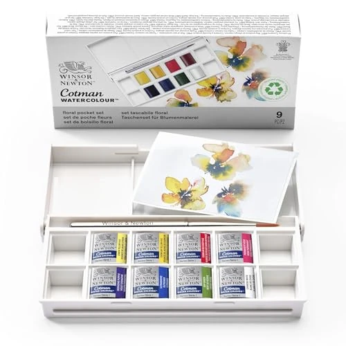 Limitiertes Angebot: Winsor & Newton 0390671 Cotman Aquarellfarben im Set, Lebendige Aquarellfarben mit ausgezeichneter Transparenz im 8 Farben Set mit Taschenpinsel - Blumenmalerei von 21.50 EUR auf 15.29 EUR (Spare 29%)