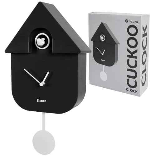 Oferta limitada: Fisura - Reloj de Cuco Negro y Blanco. Reloj de Pared Original de 78.75 € a 78.75 € (ahorro 0.00%)