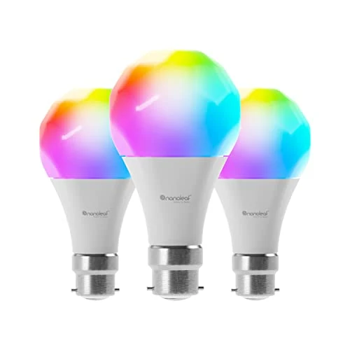 Offerta a tempo: Nanoleaf Essentials 3 Lampadine LED B22 RGBW Smart e Dimmerabile - Luci Led 16M Colori Thread & Bluetooth, Funziona con Google Home Apple, Sincronia Musica e Monitor, Decorazioni Casa e Gaming - 24% da 15.66 € a 11.84 €
