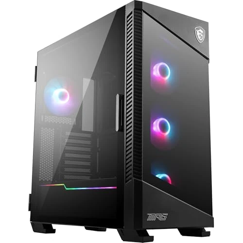 MSI MPG Velox 100R Boîtier PC Gaming : ARGB, Support Vertical pour Carte Graphique, aérations latérales, Compatible radiateur 360mm, Type-C, Panneau en Verre trempé, supporte jusqu'à 7 Ventilateurs