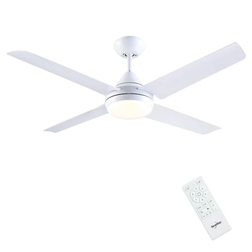 Offerta a tempo: Newday 122cm Ventilatore da Soffitto Bianco con Luce e Telecomando, Ventola Soffitto con 4 Pala, Dimmer senza passaggi, Modalità 7 velocità, Timer, Reversibile Motore DC Silenzioso per Soggiorno - 29% da 158.99 € a 113.35 €