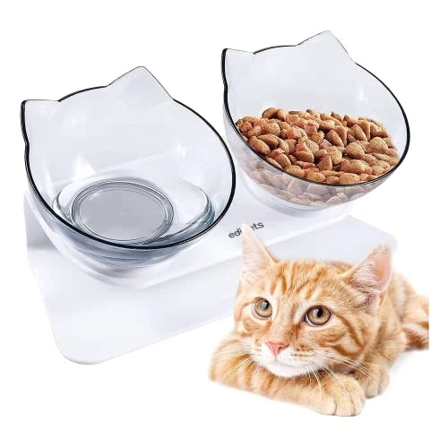 Offre limitée : Edipets, Gamelle Chat, Transparent, Bol Double Réglable, avec Support Surélevé, Eau et Nourriture, Évite Les Blessures au Cou (Transparent) de 14.19 € à 14.19 € (0.00% de remise)