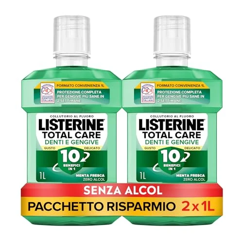Oferta ograniczona: LISTERINE Płyn do płukania ust Obrona zębów i dziąseł, delikatny smak świeżej mięty, płyn do płukania jamy ustnej dla silnych zębów, z fluorkiem, higiena jamy ustnej dla zdrowych dziąseł, opakowanie 2 z 77.81 PLN na 77.81 PLN (zniżka 0%)
