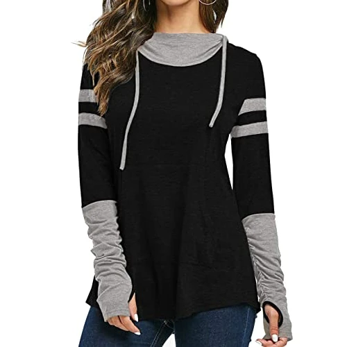 Limited-time offer: iChunhua Casual Fall Tops for Women Long Sleeve Ladies Hoodies with Thumb Holes Black L from 24.99 £ to 19.99 £ (save 20%)