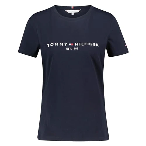 Tommy Hilfiger Heritage Hilfiger C-nk Reg Tee S/S gebreide tops voor dames, Blauw (Woestijnhemel), M