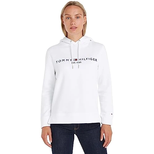 Tommy Hilfiger Damen Hoodie Heritage mit Kapuze, Weiß (White), S