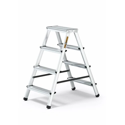 Tijdelijke aanbieding: Drabest 4-Traps Aluminium Dubbelzijdige Huishoudladder, Capaciteit 125kg - Trapladder met Werkladderplatform – Ladders Multifunctioneel – Trapladders 4 Treden – 44 x 86,5 x 16cm van 51.90 € naar 51.90 € (0.00% korting)