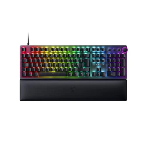 Tijdelijke aanbieding: Razer Huntsman V2 (Paarse schakelaar) - Vrijwel latentievrij optisch gaming-toetsenbord (klikkende optische schakelaars, Doubleshot PBT keycaps, palmsteun) QWERTY DE-indeling | Zwart van 133.90 € naar 133.90 € (0.00% korting)