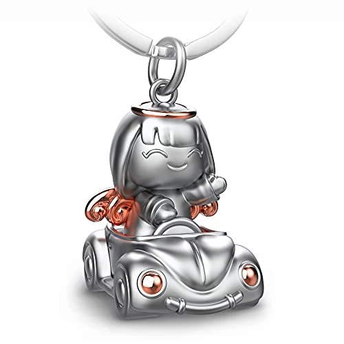 Offerta a tempo: FABACH Portachiavi con angelo custode Carla in auto – grazioso ciondolo a forma di angelo in metallo – regalo portafortuna auto portachiavi patente di guida – guida con attenzione, oro rosa - 36% da 14.73 € a 9.49 €
