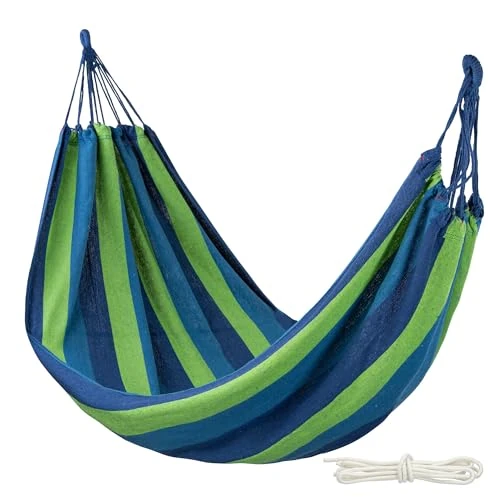 Offerta a tempo: Aktive 52989 - Amaca sospesa in cotone per campeggio ed esterno | Amaca giardino esterno | Misure 200x100 cm| Fino a 200 kg di capacità di carico | Con borsa per il trasporto - 0.00% da 14.95 € a 14.95 €