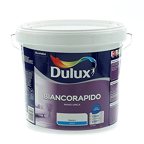 Offerta a tempo: Dulux Biancorapido Pittura per Interni a Mano Unica Bianco Coprente per Camere Soggiorni, 5 Litri, Bianco, 5L - 0.00% da 29.99 € a 29.99 €