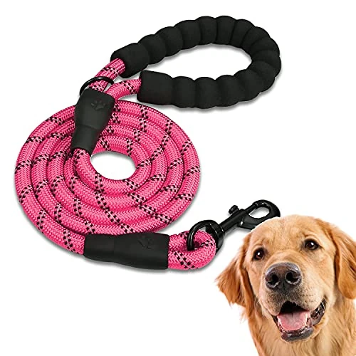 EDIPETS, hondenriem, hondentrainingsriem, gewatteerd, zacht handvat, touw voor puppy's en kleine, middelgrote en grote honden, 1'2, 1'5 en 2'2 meter (Roze, 2.2 m)