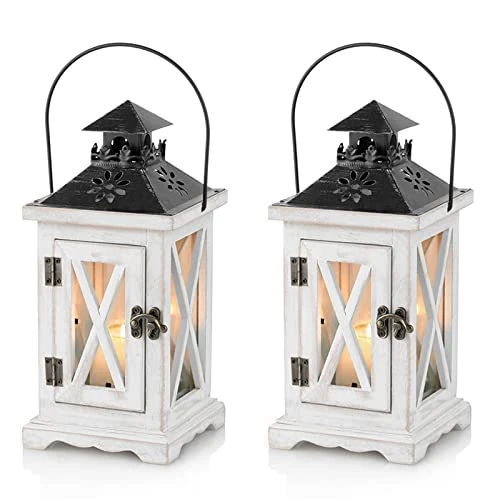 Sziqiqi Latarnia świecznik vintage postarzane drewno metal dekoracyjna latarnia na stół, rustykalna, shabby ślub, centralny element dekoracyjny wisząca latarnia dom wiejski wystrój domu do wewnątrz i