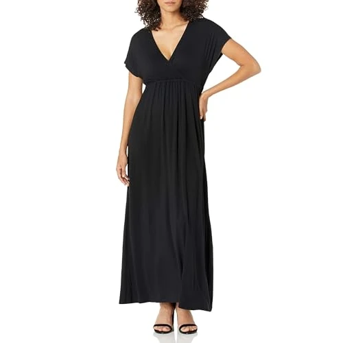 Oferta limitowana: Amazon Essentials Damska sukienka maxi z talią (dostępna w dużych rozmiarach), czarna, L z 122.00 zł na 122.00 zł (oszczędź 0.00%)