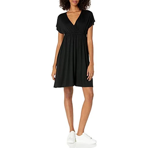Offerta a tempo: Amazon Essentials Vestito Incrociato (Taglie Forti Disponibili) Donna, Nero, XXL Plus - 12% da 26.70 € a 23.51 €