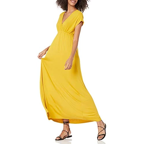 Offerta a tempo: Amazon Essentials Maxi Abito con Vita Stretta (Disponibile in Taglie Forti) Donna, Giallo Scuro, XL - 29% da 38.10 € a 27.10 €
